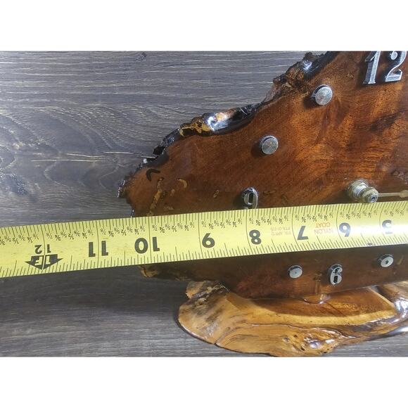 Vintage Live Edge Wood Desk Clock Standing 8" X 10.5" Hand Made - Picture 10 of 10